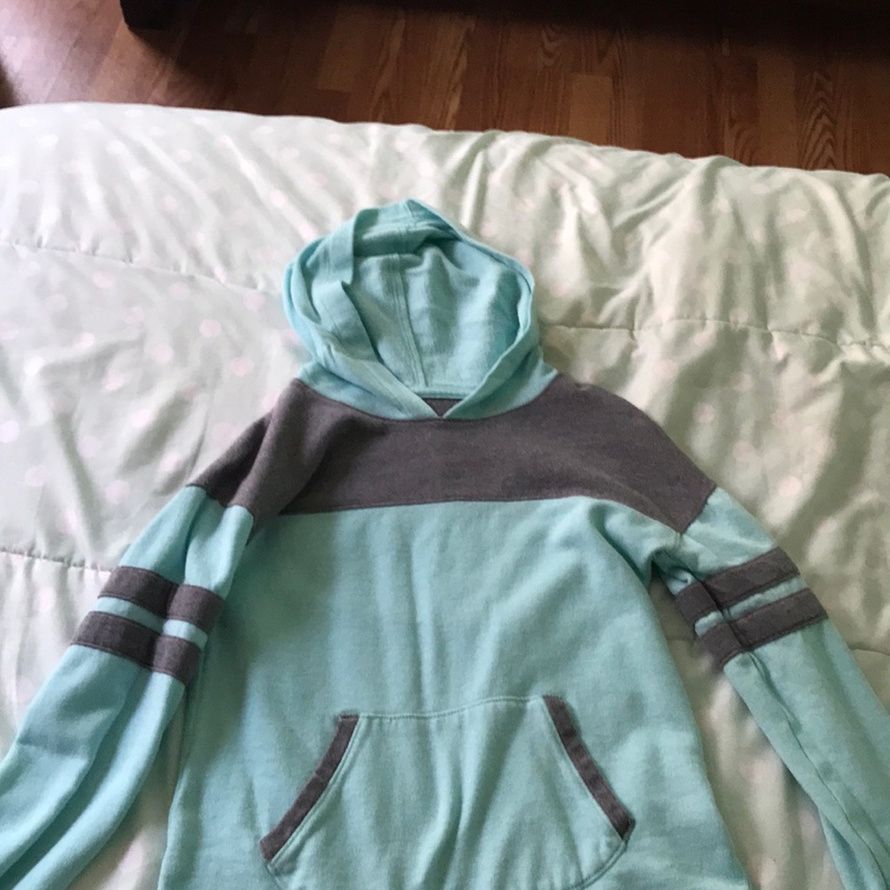 Blue and gray hoodie
